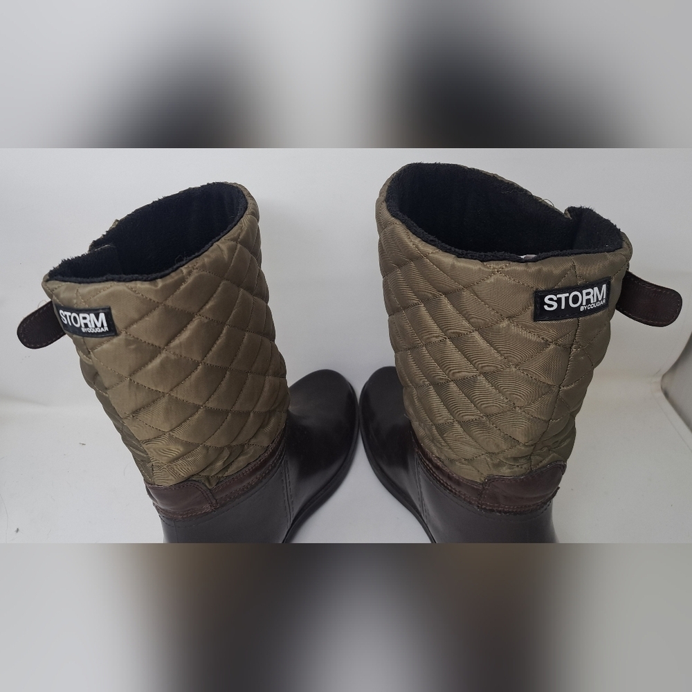 Storm By Cougar Women's Sassy Rain Boots Boot Olive Quilted Buckle Size 9 US - Picture 9 of 14